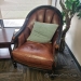 Brown Leather and Wood Antique Style Armchair